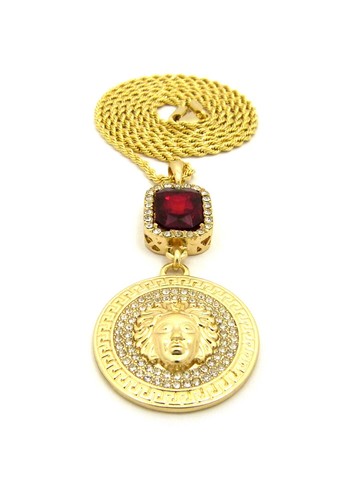 NEW RUBY MEDUSA PENDANT WITH 24" ROPE CHAIN - Picture 5 of 7