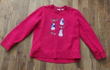 Girls / Womens Red Christmas Ugly Cute Sweatshirt Winter Snowmen Size Small