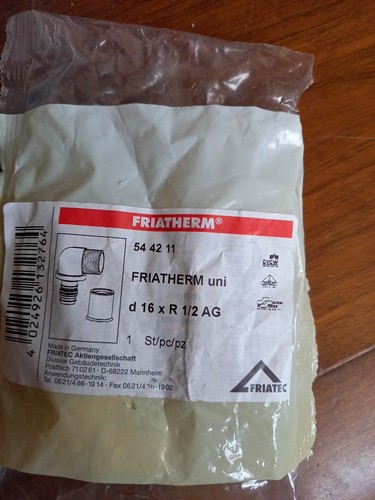 Friatherm uni Übergangswinkel d16xR 1/2 AG in OVP. - Bild 2 von 2