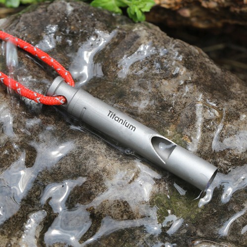 Titanium Emergency Whistle with Cord Outdoor Survival Camping Hiking CBG T8X5 - Picture 8 of 11