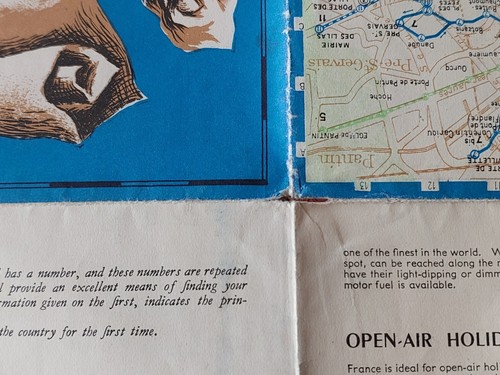 Vintage France Fold Out Road Map, General Map, Paris Map, Tourist Map - Picture 7 of 8