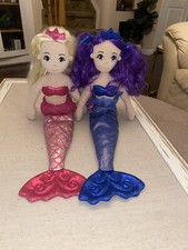 Aurora Sea Sparkles Mermaids Lot Of 2 Pink Blue Princess Soft Plush Dolls 17