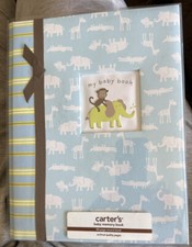 NOS Carter s My Baby Book Blue Monkey Green Elephant Memory Book Baby Album