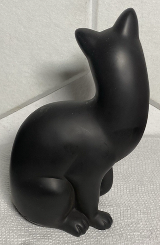 Matte Black Resin Cat Statue Figurine 8" Tall - Picture 3 of 5