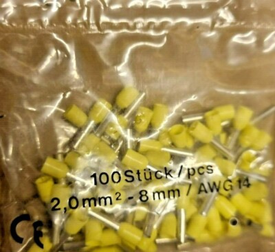 Wire end ferrules insulated uninsulated 2.0 mm² 8 mm AWG14 cable sleeves 5-100 pcs