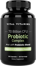 Probiotic Complex for Men & Women - 70 Billion CFU - Made with Prebiotic Blen...