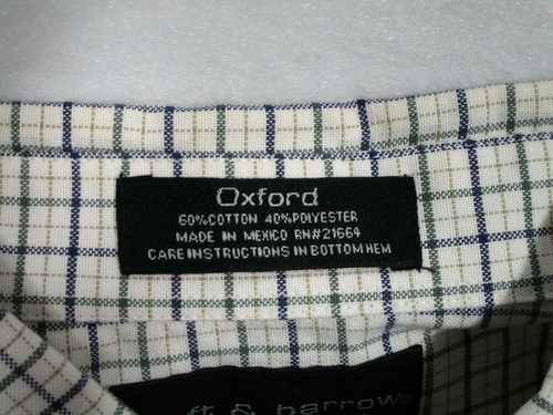 Croft & Barrow Oxford Large 16.5 32/33 Button-Down Dress Shirt White Multi-Check - Picture 5 of 5