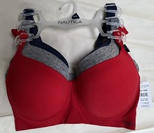 NWT NAUTICA SUPER SOFT COMFORT STRAP 1 RED 1 GRAY 1 NAVY BRA NT7870 40DD 64