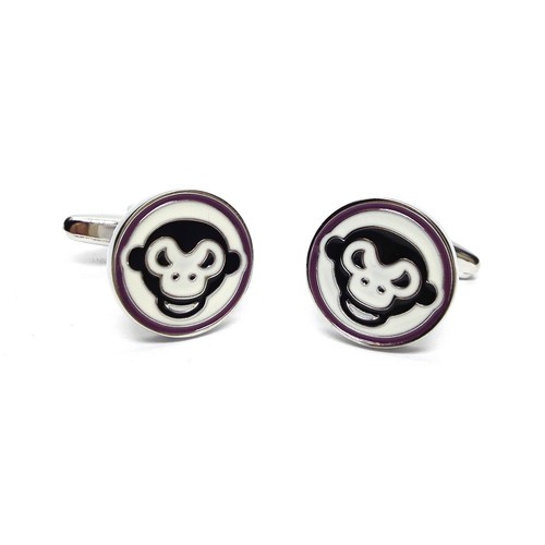 Round Enamelled Monkey Face Cufflinks X2CN966 - 第 1/1 張圖片