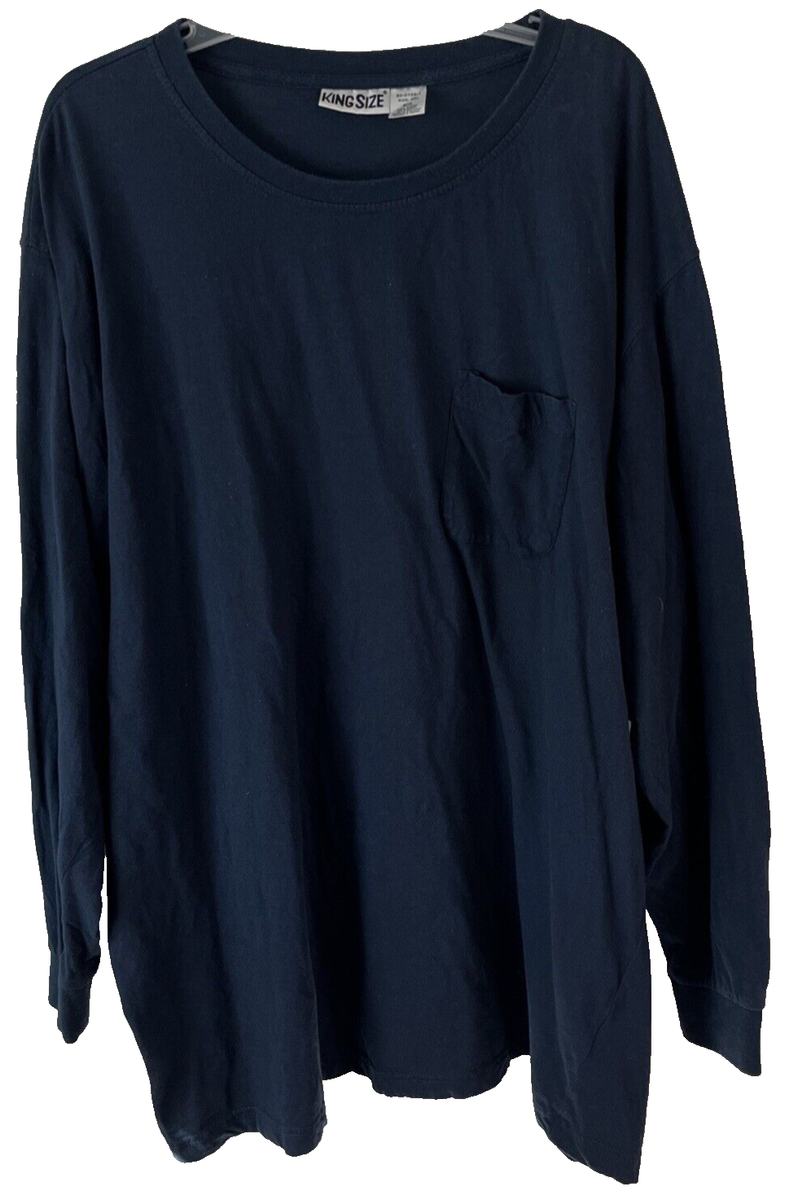 KingSize Long Sleeve T-Shirt Mens 4XL Big Navy Blue Pocket CB65i