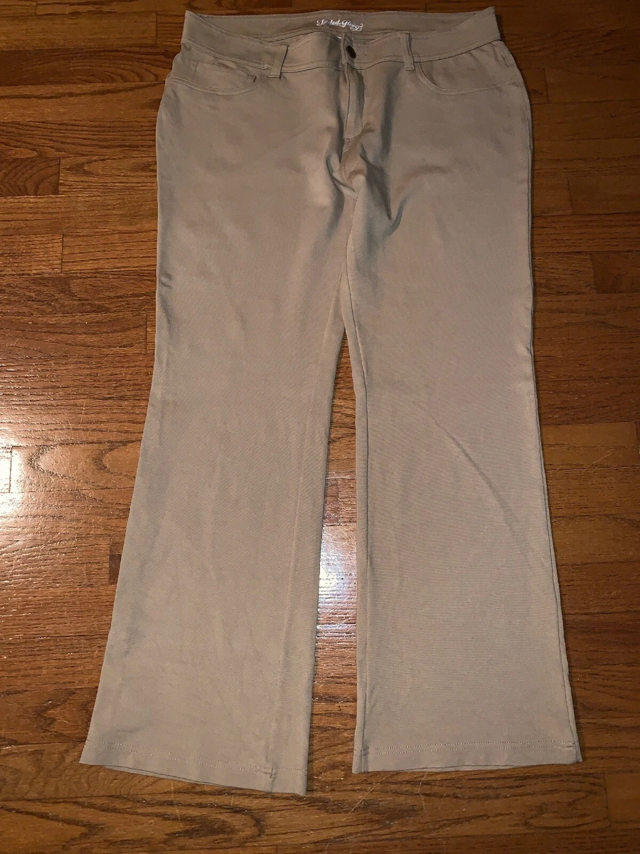 Faded Glory Khaki Loose Fit Boot Leg Comfy Stretch Pants Womens Sz 16 tw4j1