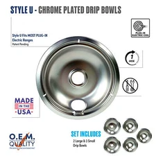 Range Kleen 20125A Universal Fit Chrome-Plated Drip Bowls   - 5 Pack