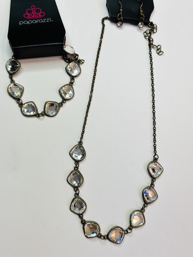 Paparazzi Jewelry Set Necklace Earrings Bracelet Brass, Rock, Grunge, Metal - Picture 4 of 21