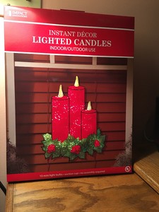 New Lighted Shimmering Christmas Candles Holly Window Decoration