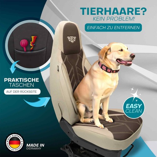 Fundas de asiento de autocaravana Pilot adecuadas para Carado CV459 (beige-marrón) - Imagen 11 de 12