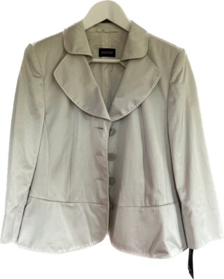 Basler Peplum Detail Stretch Stitch Detail Blazer Silver UK 12 EU 38 3/4 Sleeve