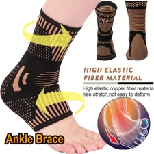 Copper Ankle Brace Support Compression Sleeve Plantar Fasciitis Relief Foot Wrap