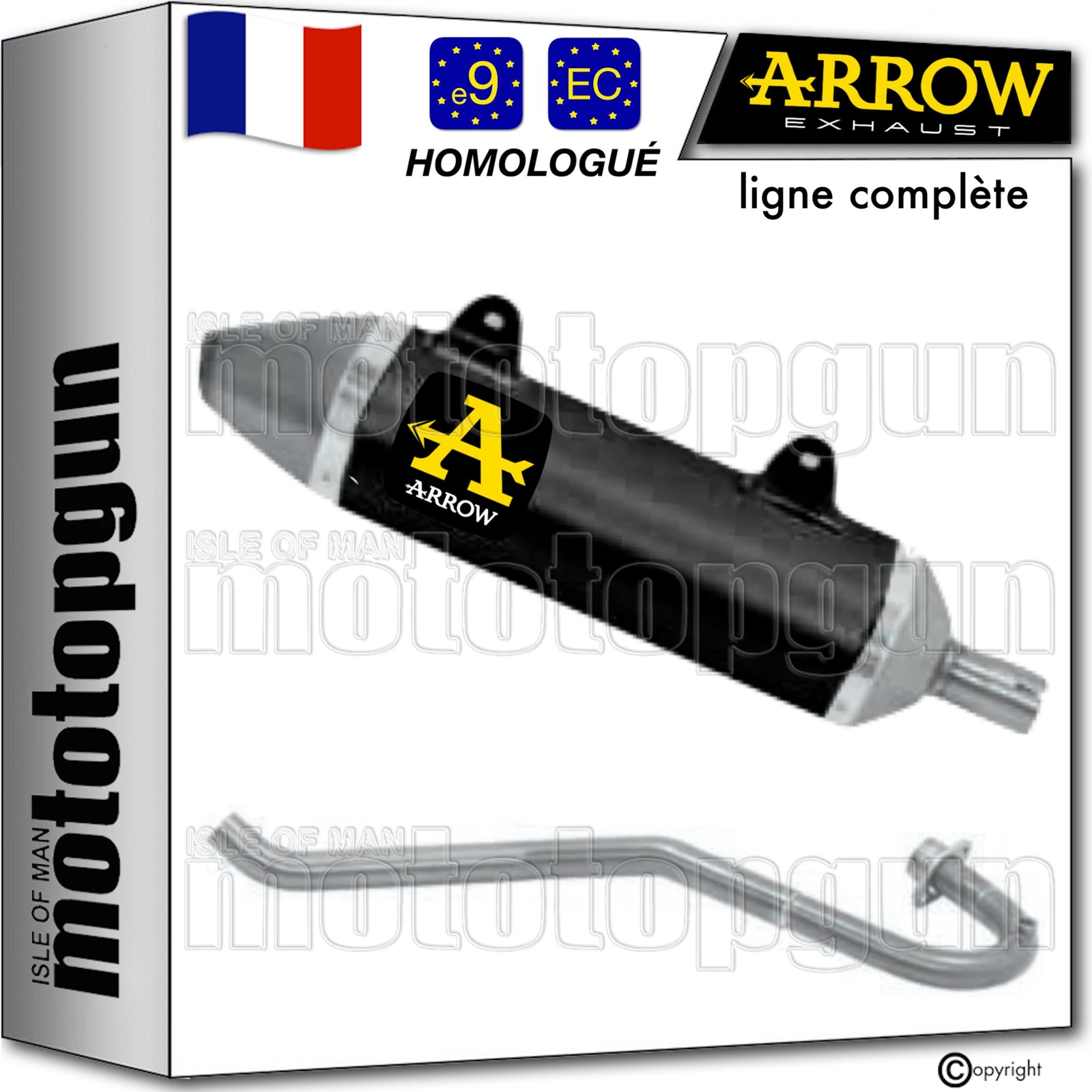Ligne complète Arrow Thunder pour remplacer l'échappement d'origine lourd de la Malaguti XTM 125