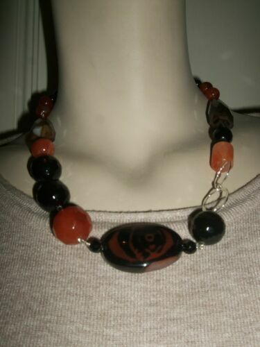 Collana Corta A Sfere Sfaccettate In Corniola E Argento Rodiato - Foto 4