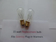 2 TWO replacement 15 watt Light Bulbs Fits PLUG-IN Scentsy Warmers FREE SHIP! 