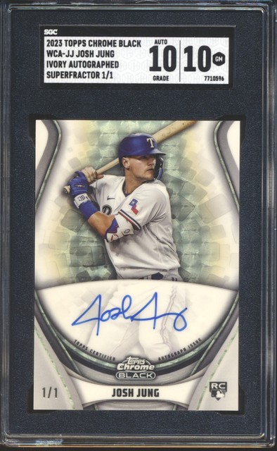 JOSH JUNG 2023 Topps Chrome Black RC Ivory Superfractor Auto 1/1 SGC 10/10