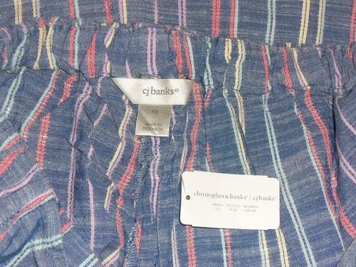 NEU MIT ETIKETT DAMEN $ 60 cj Banks CHAMBRAY BLAU MIT RÜHREN WICKELOPTIK PULL-ON SKORT GRÖSSE 1X - Bild 3 von 3