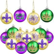 12 Pcs Mardi Gras Ball Ornaments Hanging Decor for Mardi Gras Carnival Party