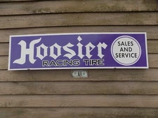 NEW!!HOOSIER TIRE CURRENT DESIGN WALL SIGN 12"X46"  BAKED ENAMEL ALUMINUM PANEL