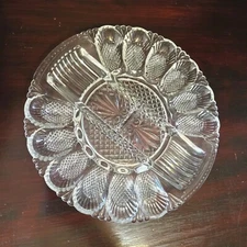  Deviled Egg Snack Plate Elegant Serving Tray -11'' Vintage Depression Glass