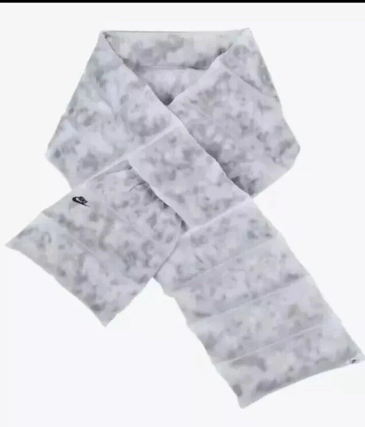 Nike Therma-FIT NWT Insulated Wrap Neck Scarf White/Grey Thermore Nylon NEW