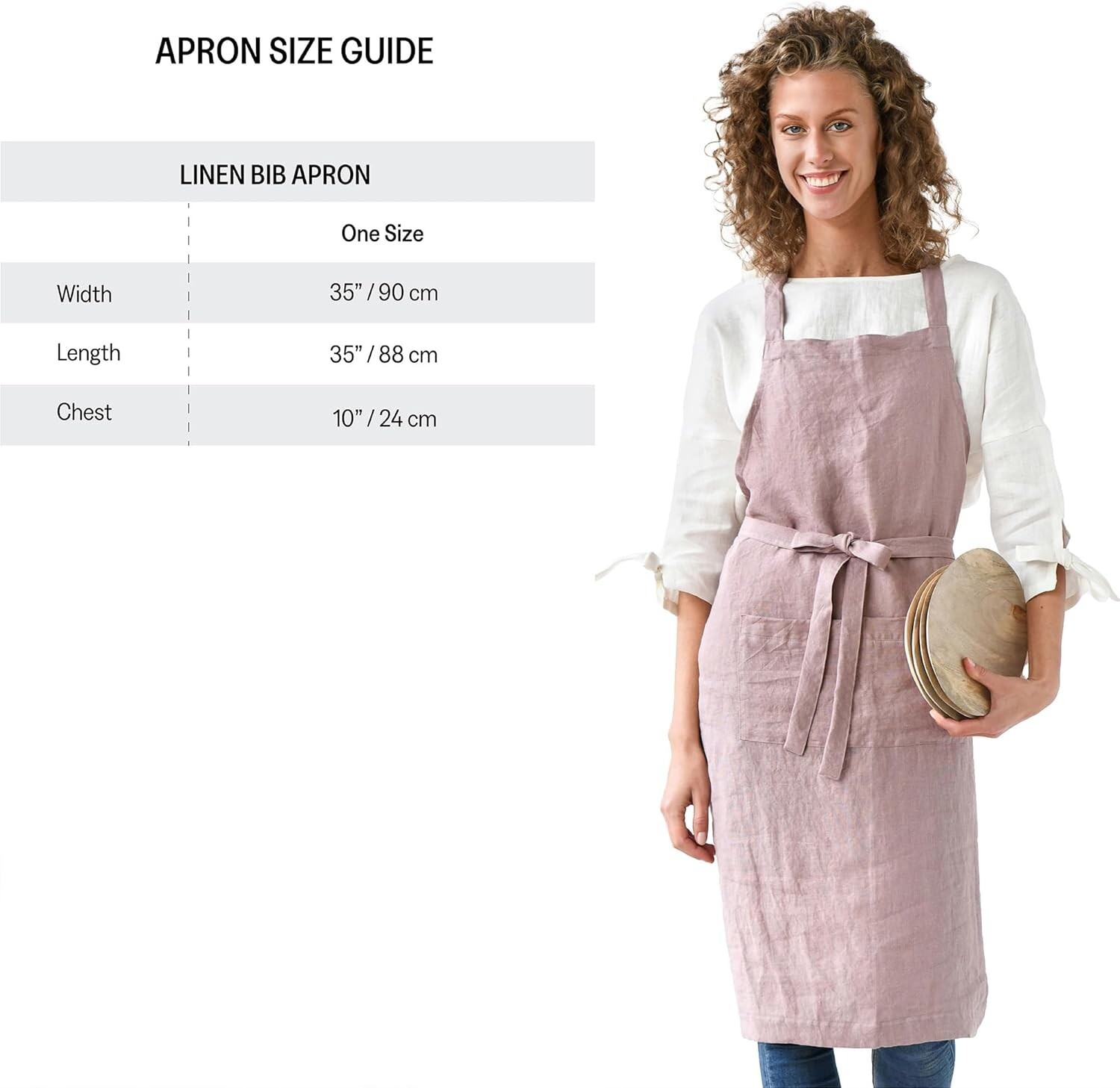 100% Linen Apron - Cooking, Gardening, Grilling, Painting Apron with Pockets ...