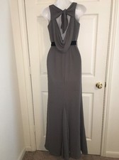 WHITE BY VERA WANG VW360069 GRAY SLEEVELESS DRAPED LONG DRESS GOWN 2