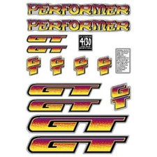 1996 GT BMX - Performer - decal set - chrome