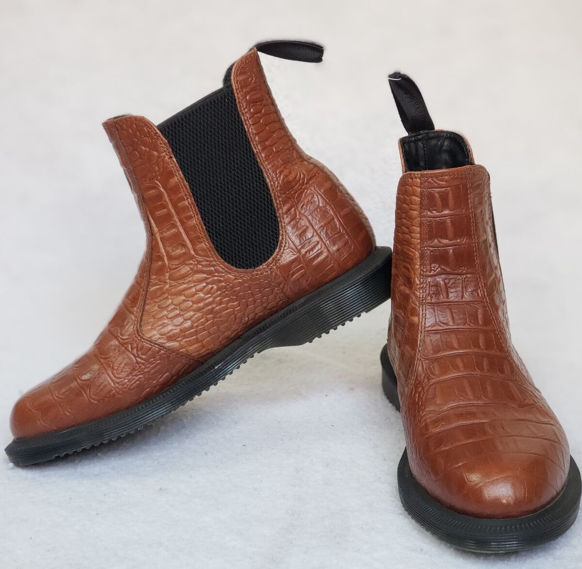 DR MARTENS FLORA LEATHER EMBOSSED CROC CHELSEA BOOT WOMEN'S