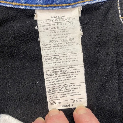 Carhartt Flannel Lined Relaxed Fit Jeans Mens 34x26 HEMMED Distressed B155 DST - Picture 14 of 16