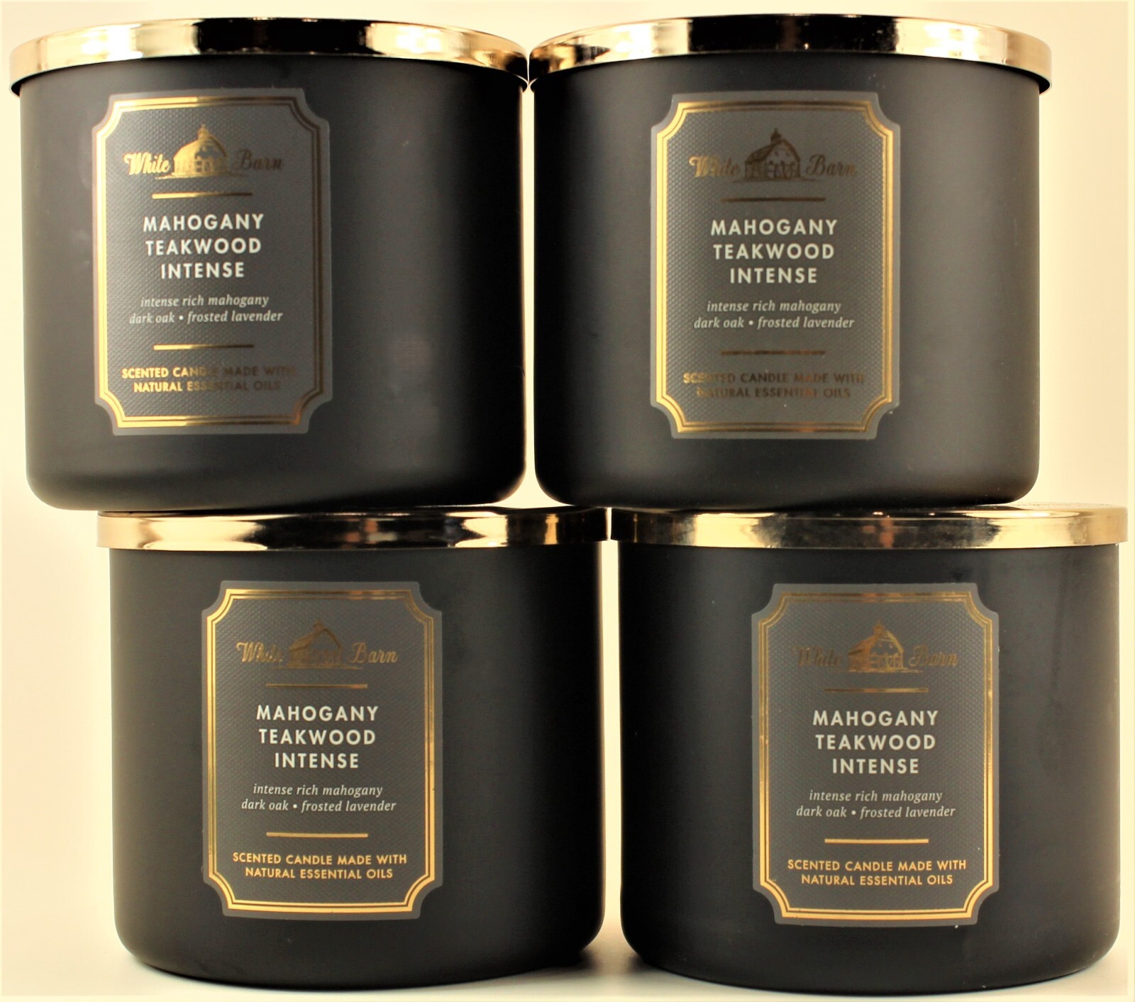 QTY 4 Bath & Body Works White Barn MAHOGANY TEAKWOOD INTENSE 3Wick 14.5Oz Candle