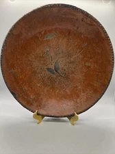 ANTIQUE Pennsylvania Crimp PRIMITIVE PA 19th REDWARE DISH Coggled Rim 10”