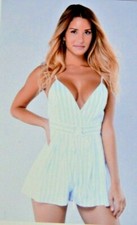 NEW Womens Syndney Sky Stretch Romper Short Straps Baby Blue Large (L)