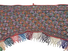 Vintage Doorway Window Topper Kutch Mirror Gate Fabric Embroidered India Valance