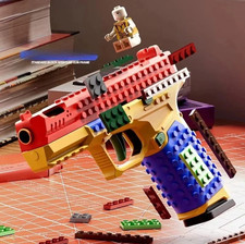 Building Block Pistol Shell Ejecting Continuous Firing Soft Bullet Toy Gun Gift