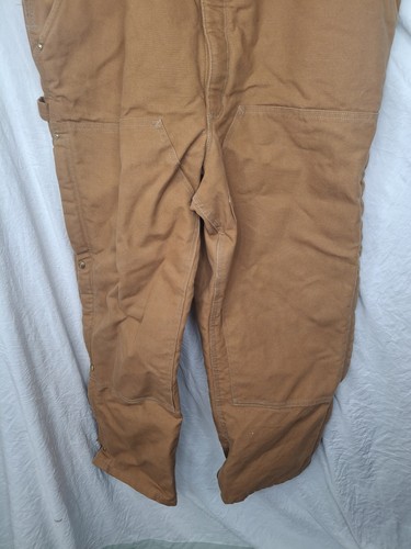 Carhartt R41 BROWN Duck Zip to thigh Bib Overalls QUILT LINED R41-brn 50x30 (VG) - Picture 2 of 10