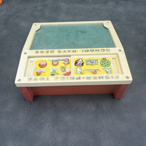 VINTAGE 1972 Fisher Price SCHOOL DAYS DESK Chalk Board Toy w/ Stencils - Picture 7 of 10