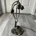 Vintage Tiffany Style Lily Pad Table Lamp 3 Arm Gold Color No Shades
