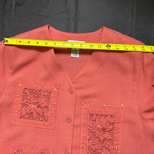 Alfred Dunner Womens Top Size 14 and Pants Size 14 Set salmon Embroidered - Picture 15 of 15