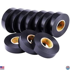 10-Pack Black Electrical Tape, 3/4" x 66ft, Waterproof, High Temp, Vinyl