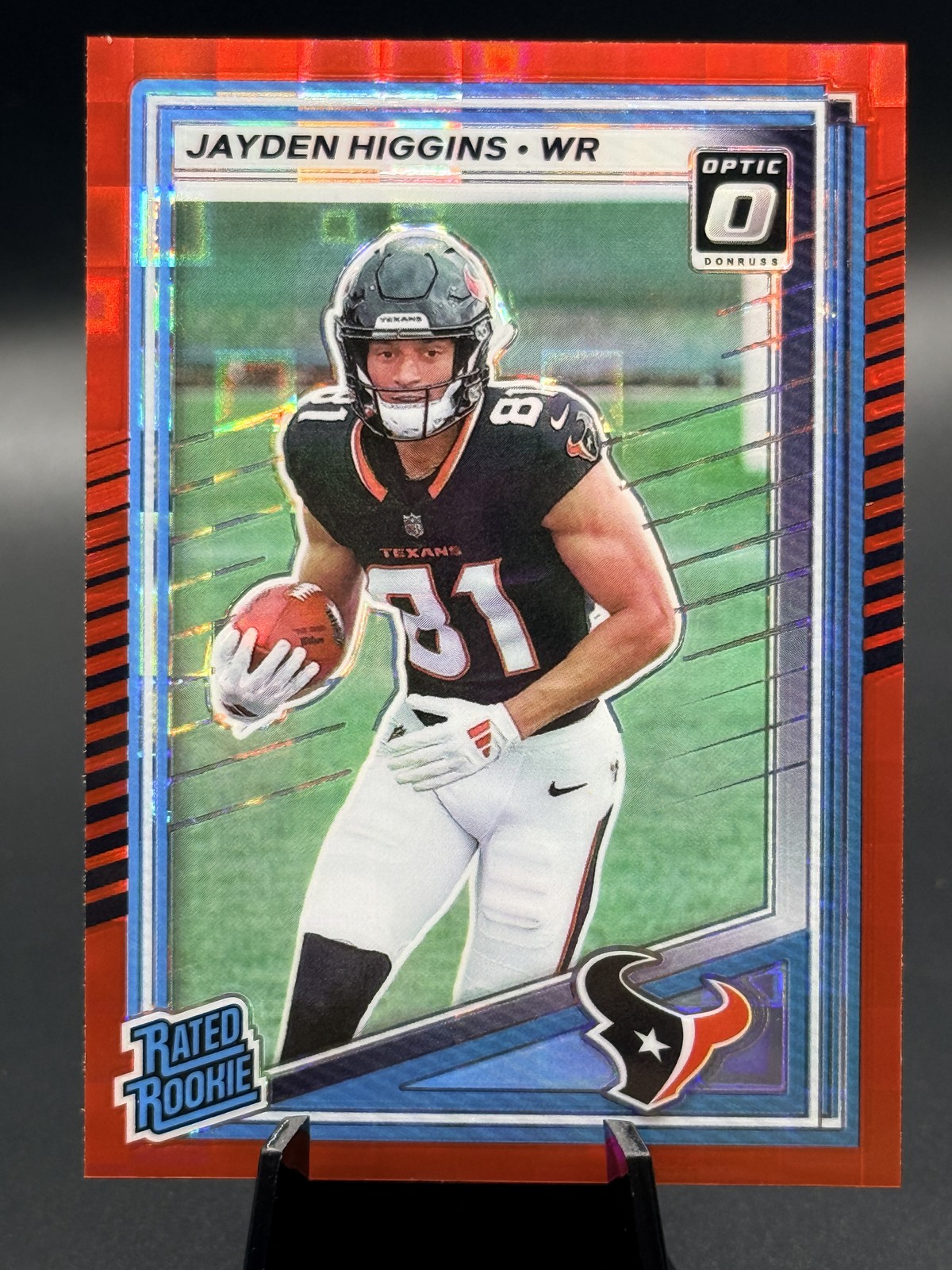 2025 Donruss #334 Jayden Higgins Optic Rated Rookies Preview Red Pandora