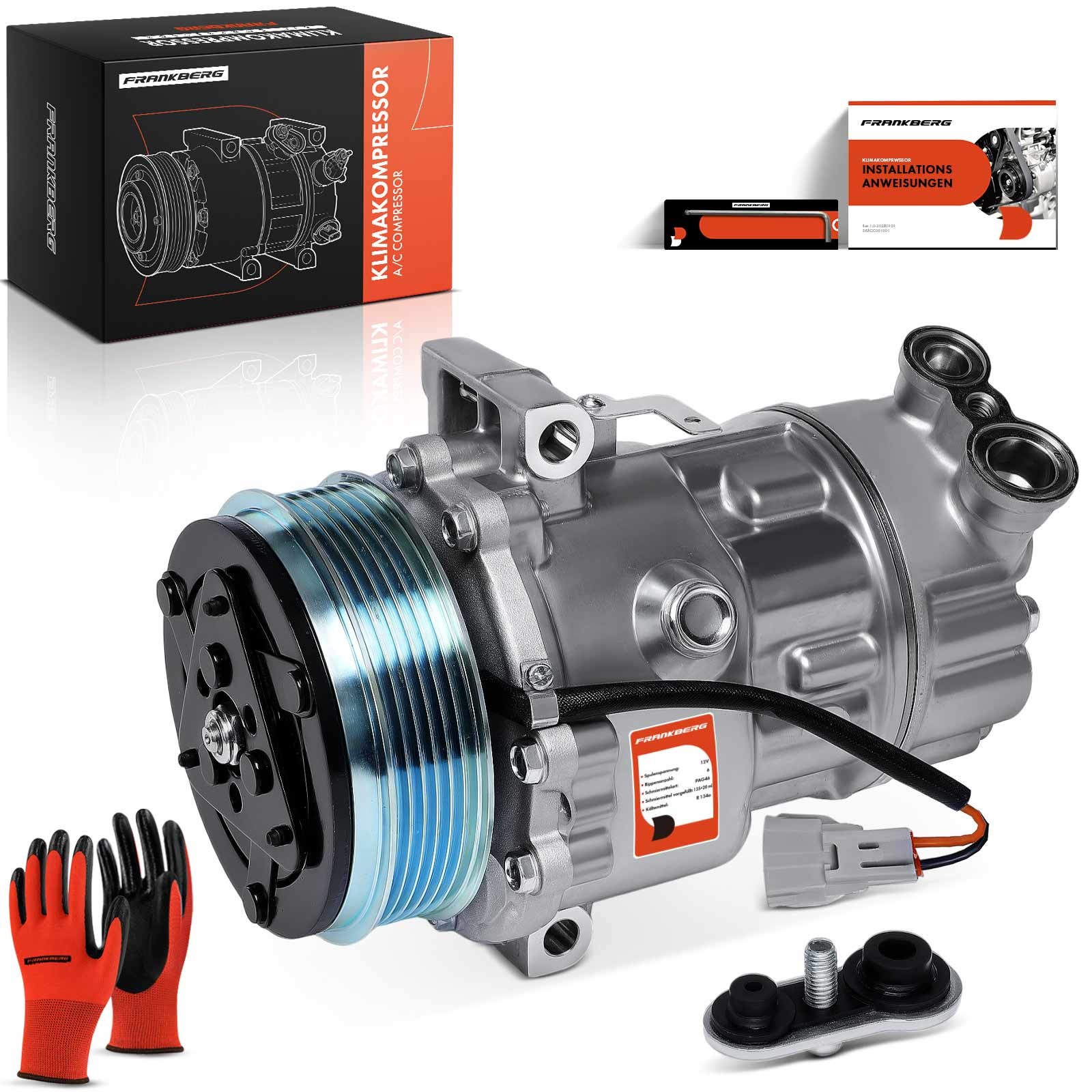 Frankberg A/C Compressor 6V12 12V 2-Pol for Fiat Doblo Cargo Alfa Romeo Mito