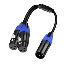 XLR Y Splitter Cable 1 Male to 2 Female Balanced 12 Inch