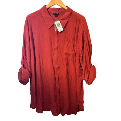 NWT Torrid Button Down Shirt Women s 3X Lightweight Roll Up Sleeve Lagenlook Top