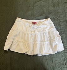 Abercrombie Girls L White Eyelet Lace Tiered Mini Skirt Boho Coquette Y2K Cotton